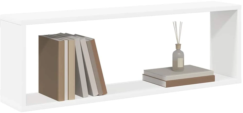 Sieninės lentynos, 2vnt., baltos, 80x15x26,5cm apdirbta mediena