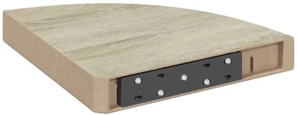 Sieninės lentynos, 2vnt., baltos/ąžuolo, 25x25x3,8cm, MDF