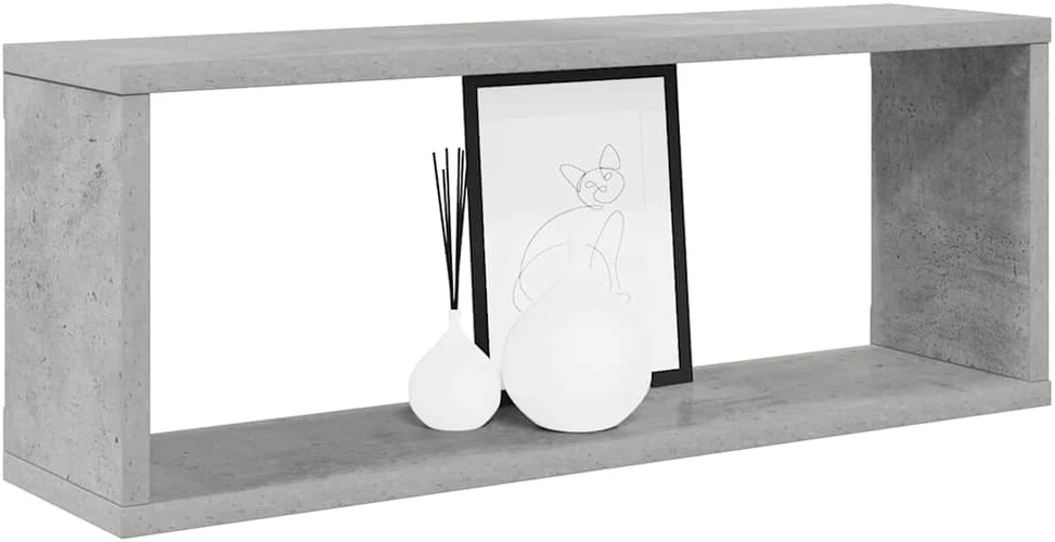 Sieninės lentynos, 2vnt., betono, 60x15x23cm, apdirbta mediena