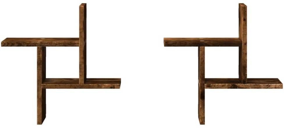 Sieninės lentynos, 2vnt., dūminės, 38x12x38cm, apdirbta mediena