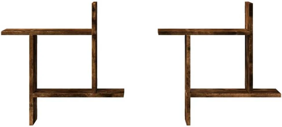 Sieninės lentynos, 2vnt., dūminės, 50x12x50cm, apdirbta mediena