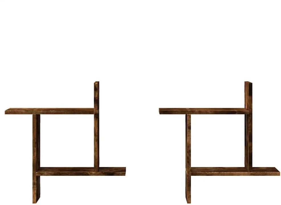 Sieninės lentynos, 2vnt., dūminės, 50x12x50cm, apdirbta mediena