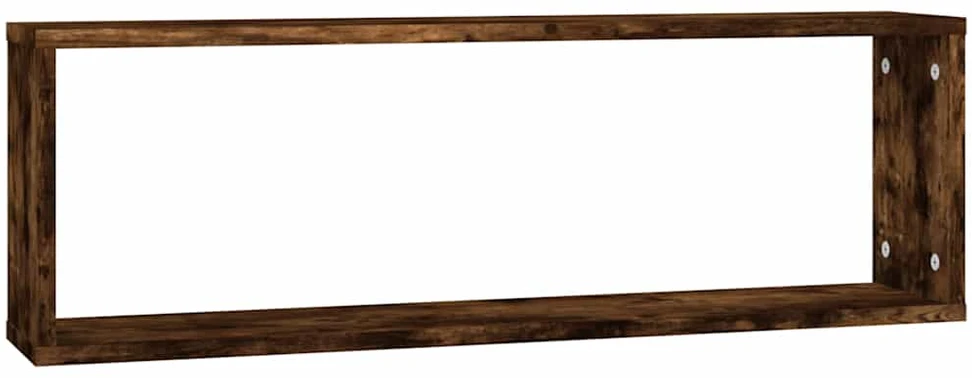Sieninės lentynos, 2vnt., dūminio ąžuolo, 80x15x26,5cm, mediena