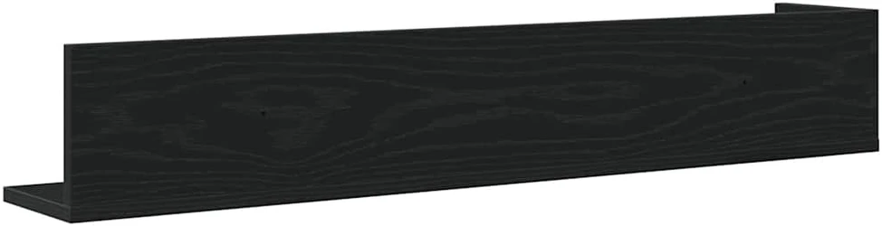 Sieninės lentynos, 2vnt., juodos, 100x16,5x16,5cm, mediena