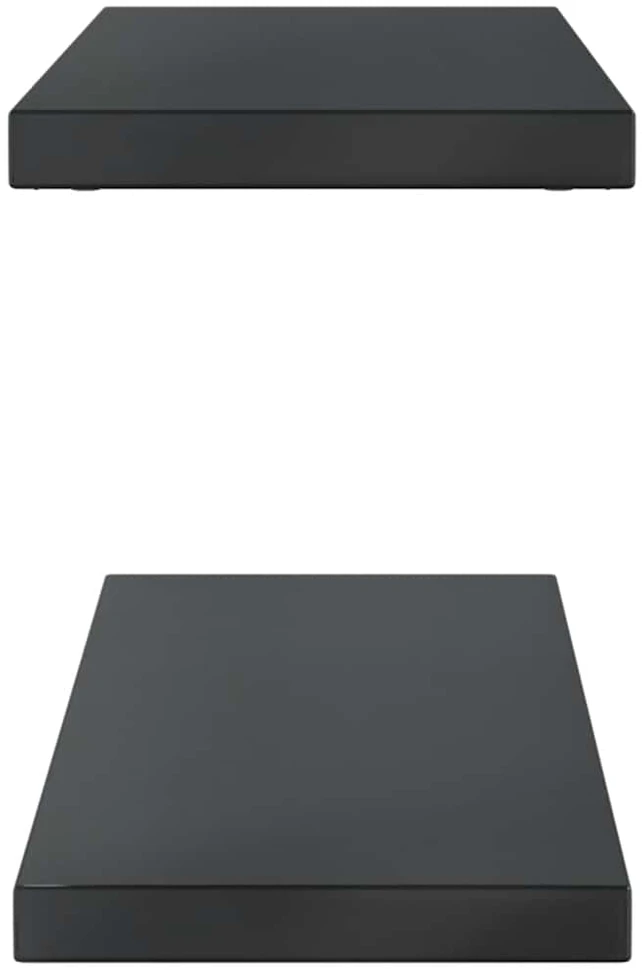 Sieninės lentynos, 2vnt., juodos, 100x23,5x3cm, plienas