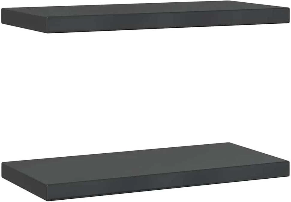 Sieninės lentynos, 2vnt., juodos, 50x23,5cm, plienas