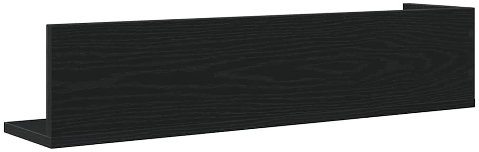 Sieninės lentynos, 2vnt., juodos, 75x16,5x16,5cm, mediena