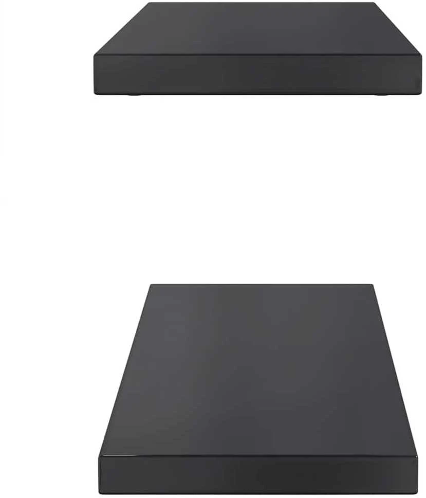 Sieninės lentynos, 2vnt., juodos, 75x23,5cm, plienas