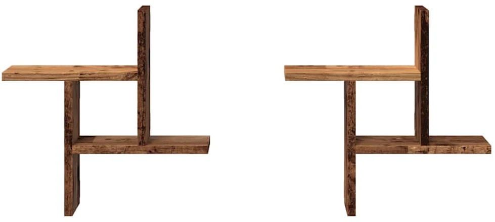 Sieninės lentynos, 2vnt., medienos, 38x12x38cm, mediena