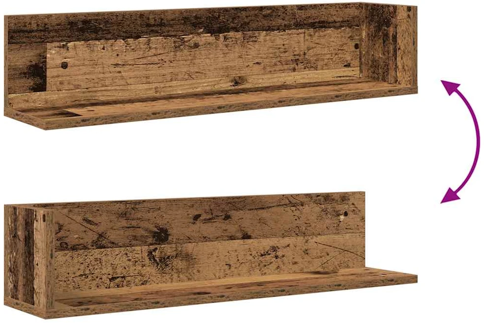 Sieninės lentynos, 2vnt., medienos, 75x16,5x16,5cm, mediena
