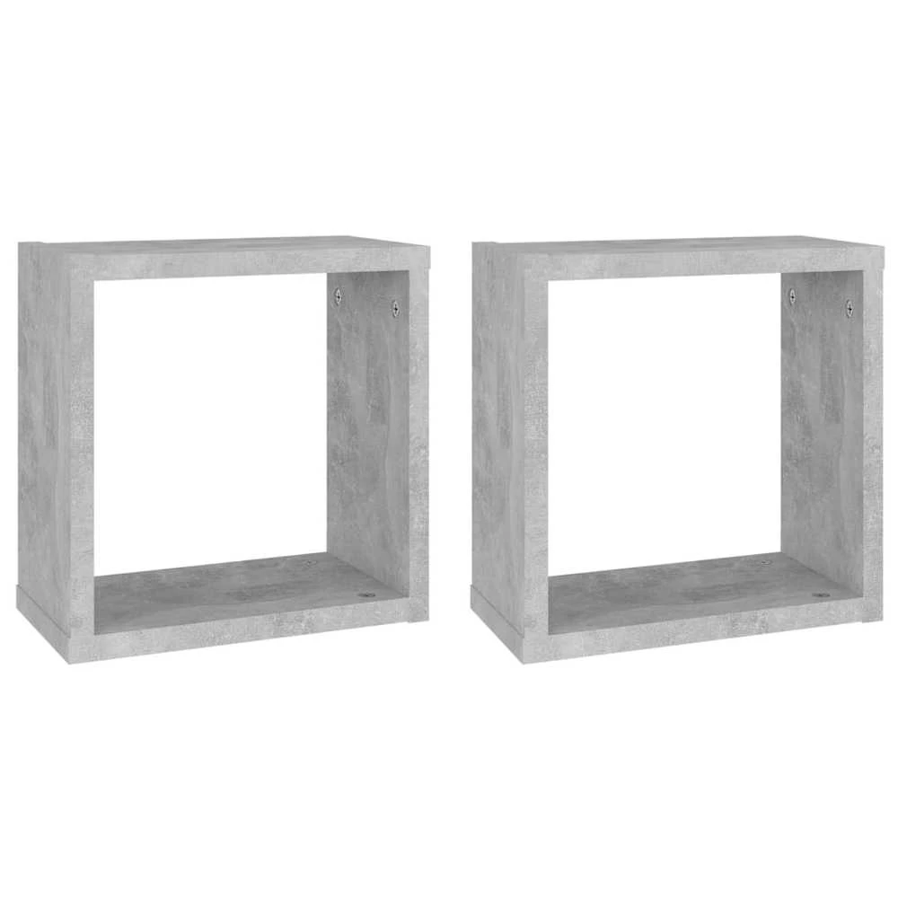 Sieninės lentynos, 2vnt., pilkos, 30x15x30cm, kubo formos