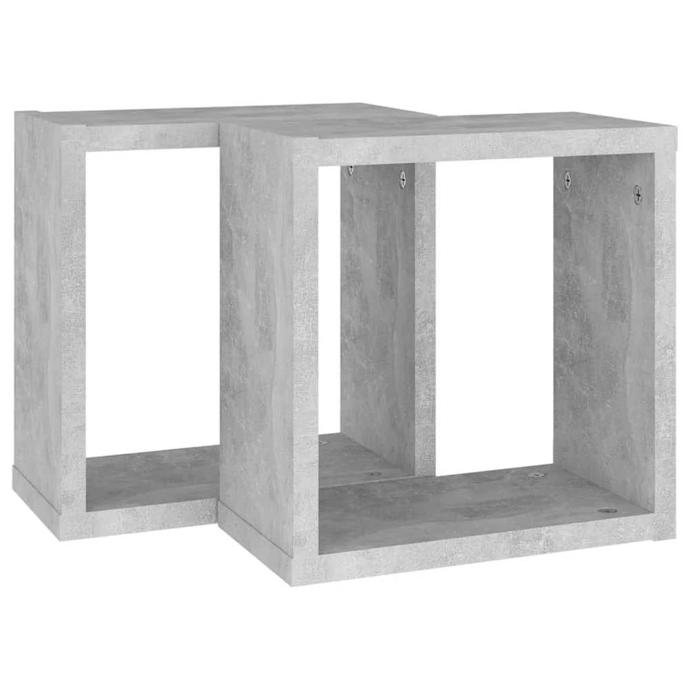 Sieninės lentynos, 2vnt., pilkos, 30x15x30cm, kubo formos