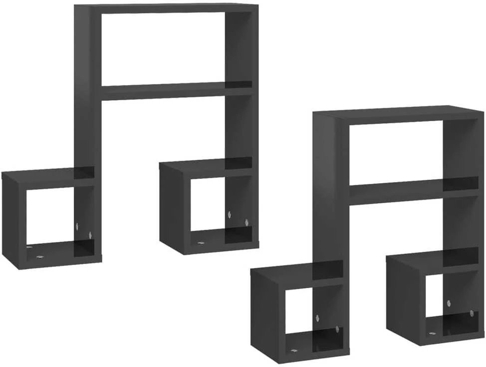 Sieninės lentynos, 2vnt., pilkos, 50x15x50cm, apdirbta mediena