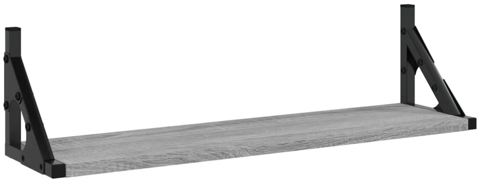 Sieninės lentynos, 2vnt., pilkos ąžuolo spalvos, 60x15x15,5cm
