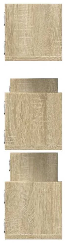 Sieninės lentynos, 3vnt., ąžuolo, 80x18x18cm, apdirbta mediena
