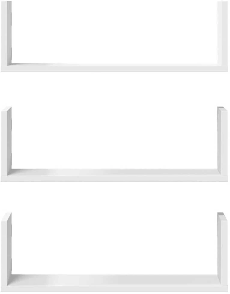 Sieninės lentynos, 3vnt., baltos, 58x18x18cm, apdirbta mediena