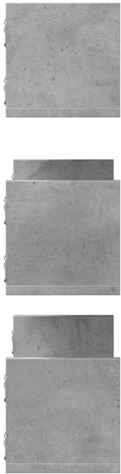 Sieninės lentynos, 3vnt., betono, 58x18x18cm, apdirbta mediena