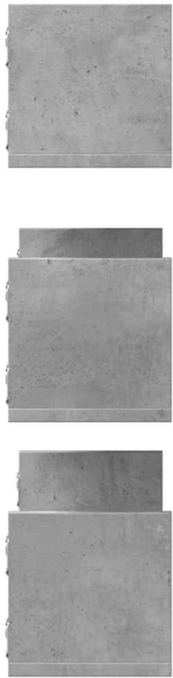 Sieninės lentynos, 3vnt., betono, 58x18x18cm, apdirbta mediena