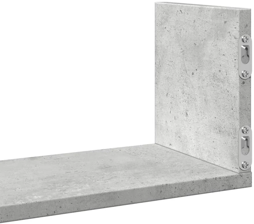 Sieninės lentynos, 3vnt., betono, 58x18x18cm, apdirbta mediena
