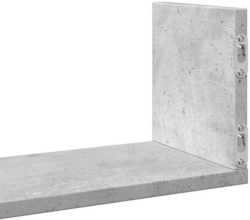 Sieninės lentynos, 3vnt., betono, 58x18x18cm, apdirbta mediena