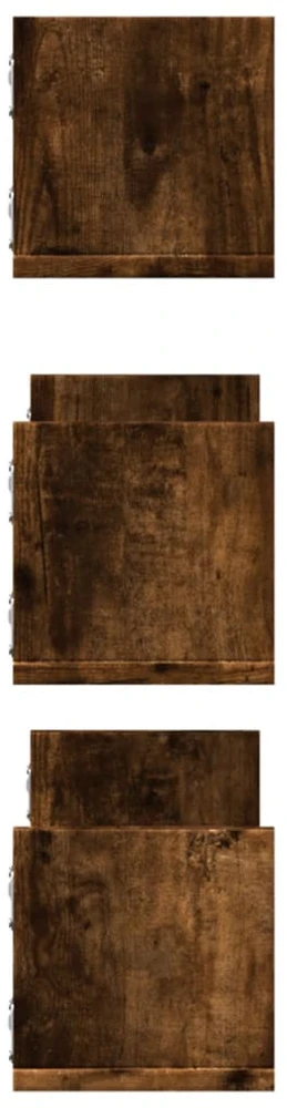 Sieninės lentynos, 3vnt., dūminio ąžuolo, 58x18x18cm, mediena