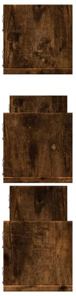 Sieninės lentynos, 3vnt., dūminio ąžuolo, 80x18x18cm, mediena