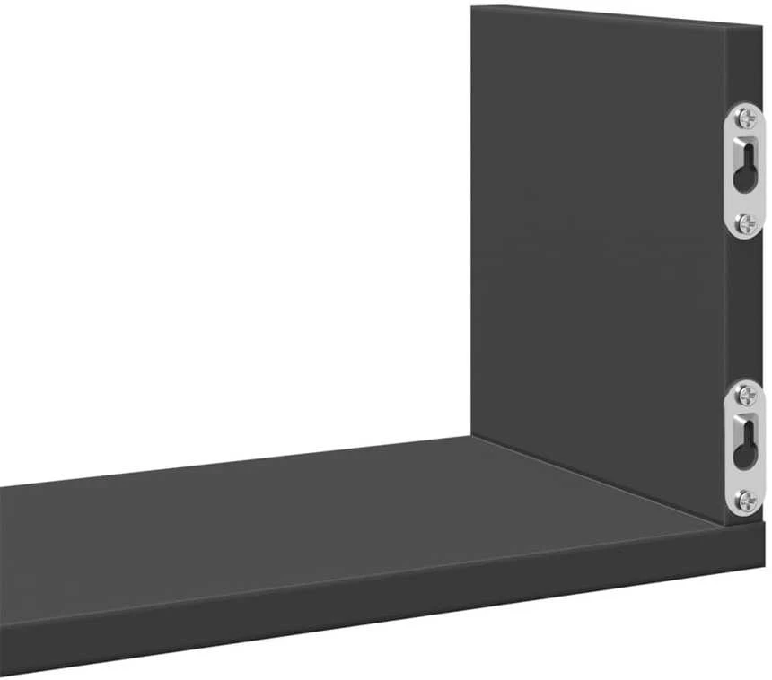 Sieninės lentynos, 3vnt., juodos, 58x18x18cm, apdirbta mediena