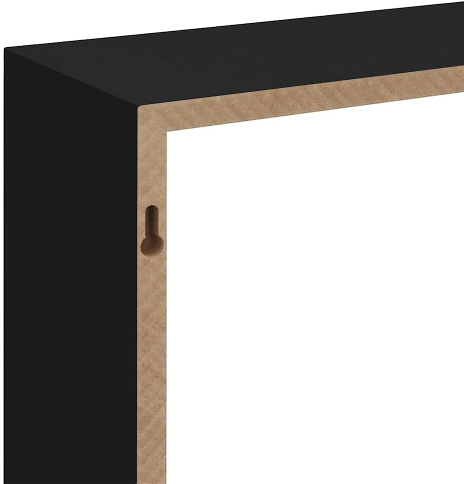 Sieninės lentynos, 3vnt., juodos spalvos, MDF, kubo formos