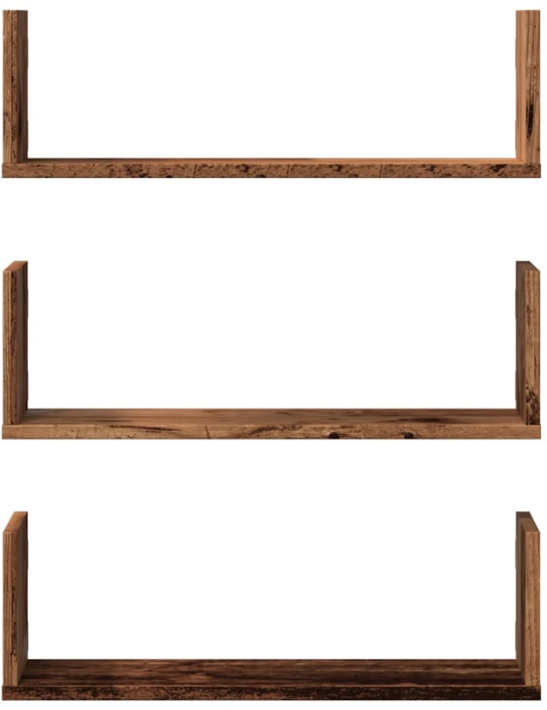 Sieninės lentynos, 3vnt., medienos, 58x18x18cm, mediena