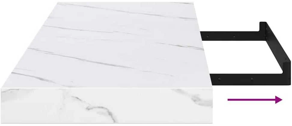 Sieninė lentyna 4 vnt. Balti marmuro 80 x 23,5 x 3,8 cm