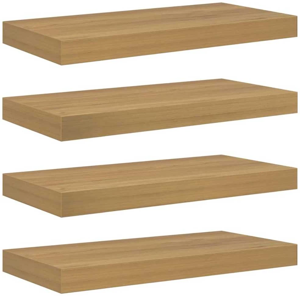 Sieninė lentyna 4 vnt. Ruda 50 x 23,5 x 3,8 cm Apdirbta mediena