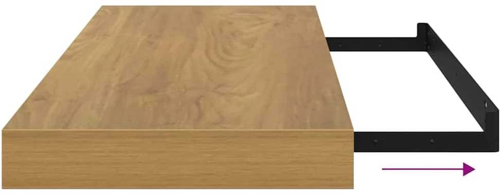 Sieninė lentyna Sieninis 4 vnt. Ruda 60 x 23,5 x 3,8 cm