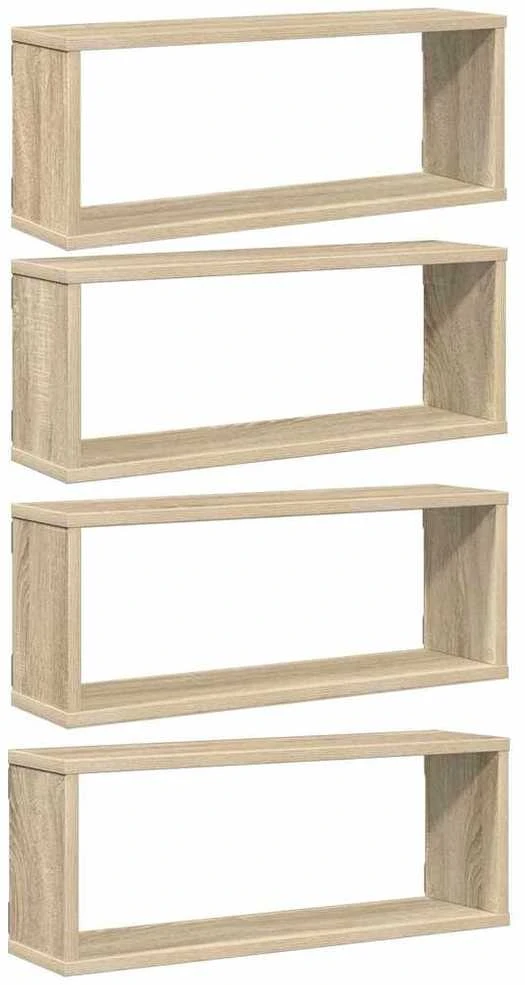 Sieninės lentynos, 4vnt., ąžuolo, 60x15x23cm, apdirbta mediena