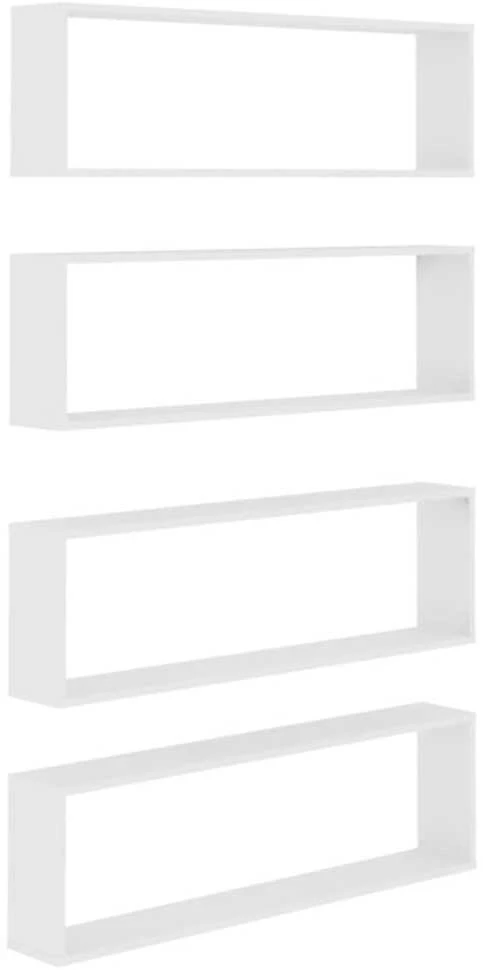 Sieninės lentynos, 4vnt., baltos, 100x15x30cm, apdirbta mediena