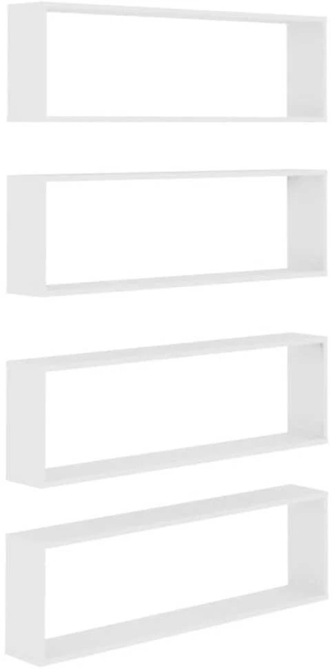 Sieninės lentynos, 4vnt., baltos, 100x15x30cm, apdirbta mediena