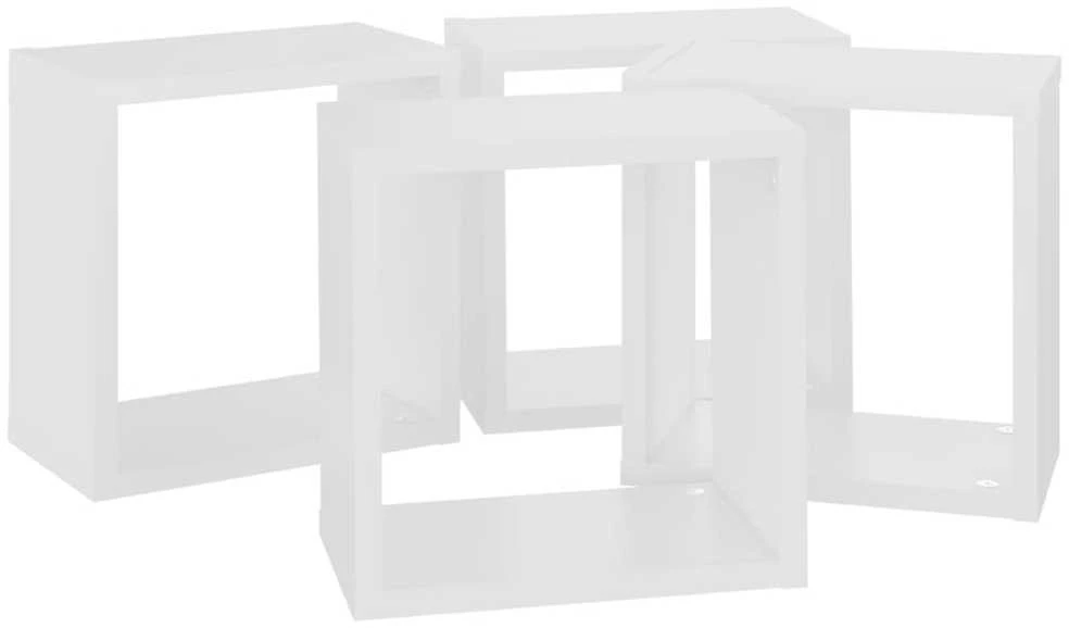Sieninės lentynos, 4vnt., baltos, 26x15x26cm, kubo formos