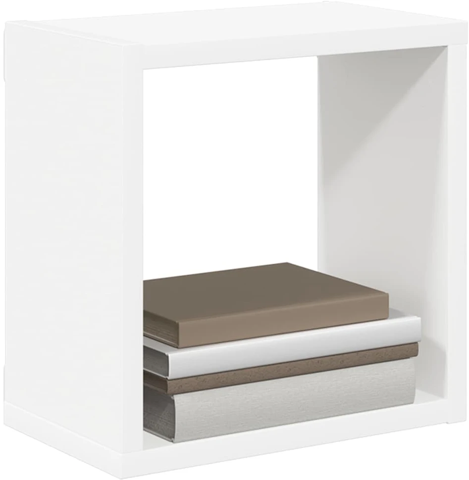 Sieninės lentynos, 4vnt., baltos, 26x15x26cm, kubo formos