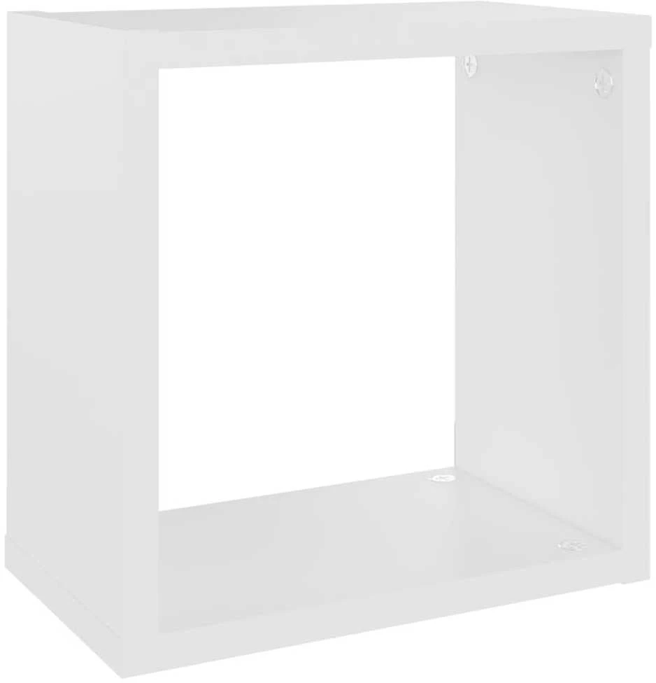 Sieninės lentynos, 4vnt., baltos, 26x15x26cm, kubo formos