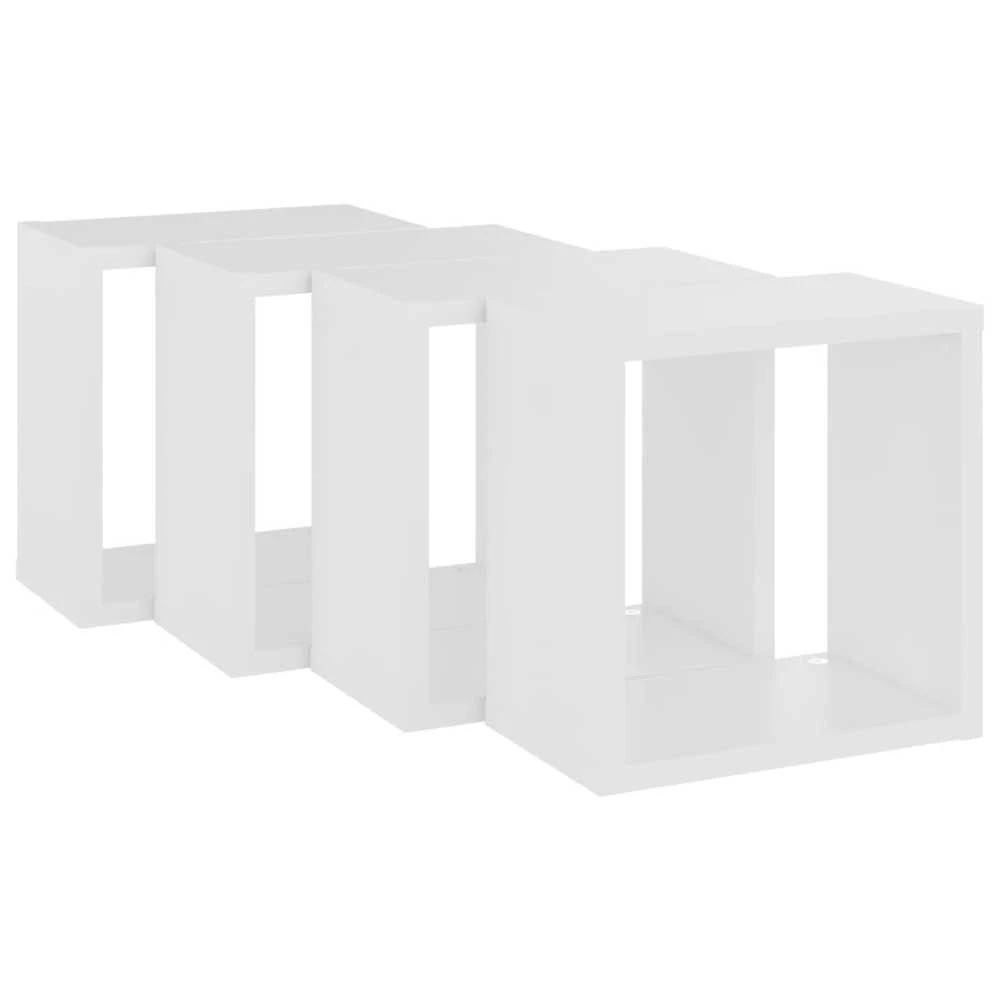 Sieninės lentynos, 4vnt., baltos, 26x15x26cm, kubo formos