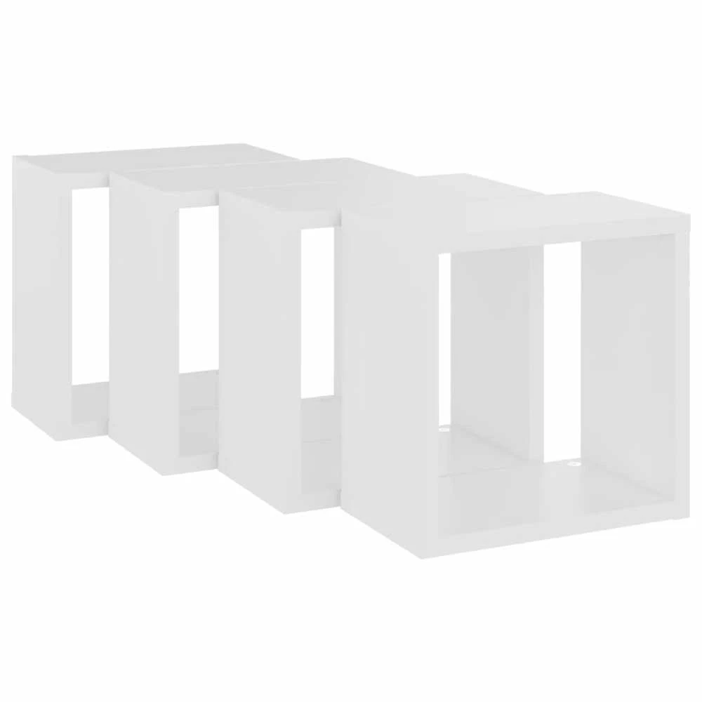 Sieninės lentynos, 4vnt., baltos, 26x15x26cm, kubo formos