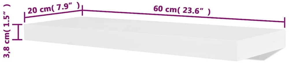 Sieninės lentynos, 4vnt., baltos, 60 cm
