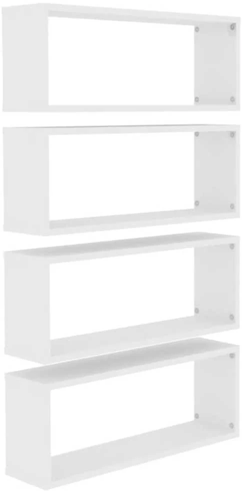 Sieninės lentynos, 4vnt., baltos, 60x15x23cm, apdirbta mediena