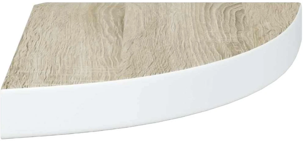 Sieninės lentynos, 4vnt., baltos/ąžuolo, 25x25x3,8cm, MDF