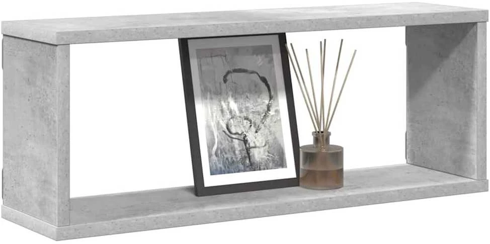 Sieninės lentynos, 4vnt., betono, 60x15x23cm, apdirbta mediena