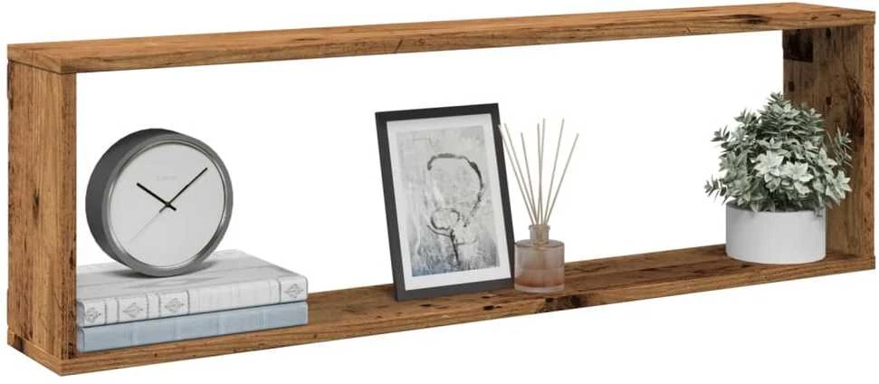 Sieninės lentynos, 4vnt., medienos, 100x15x30cm, kubo formos