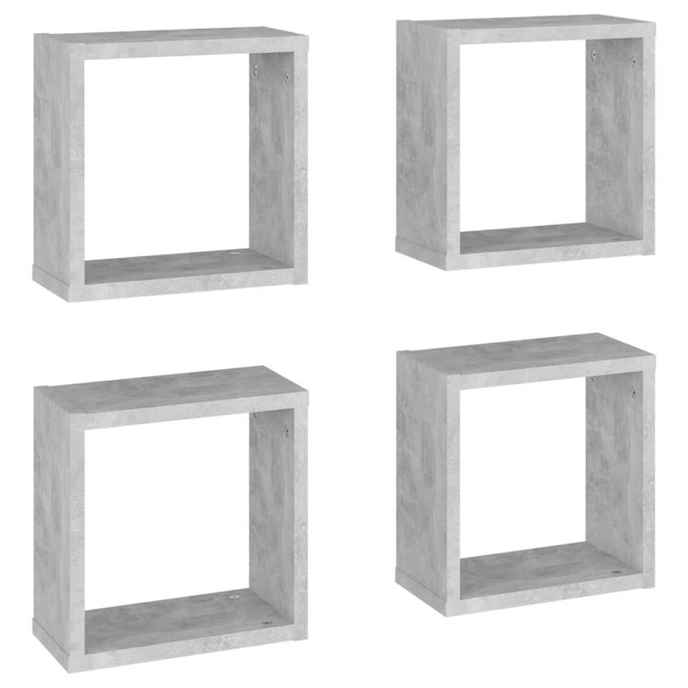 Sieninės lentynos, 4vnt., pilkos, 30x15x30cm, kubo formos