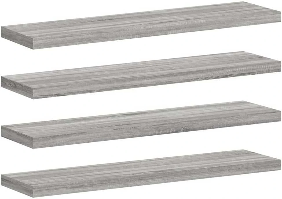 Sieninės lentynos, 4vnt., pilkos ąžuolo, 40x10x1,5cm, mediena