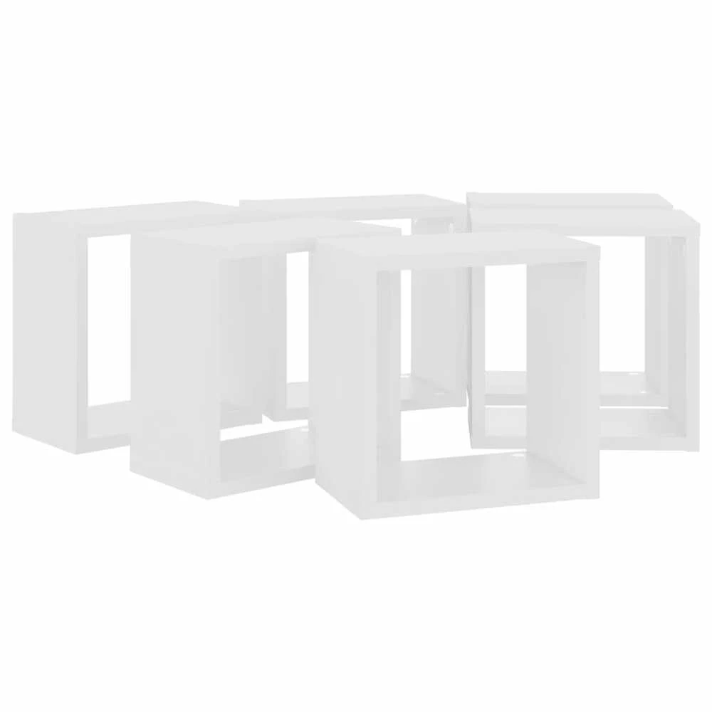 Sieninės lentynos, 6vnt., baltos, 26x15x26cm, kubo formos