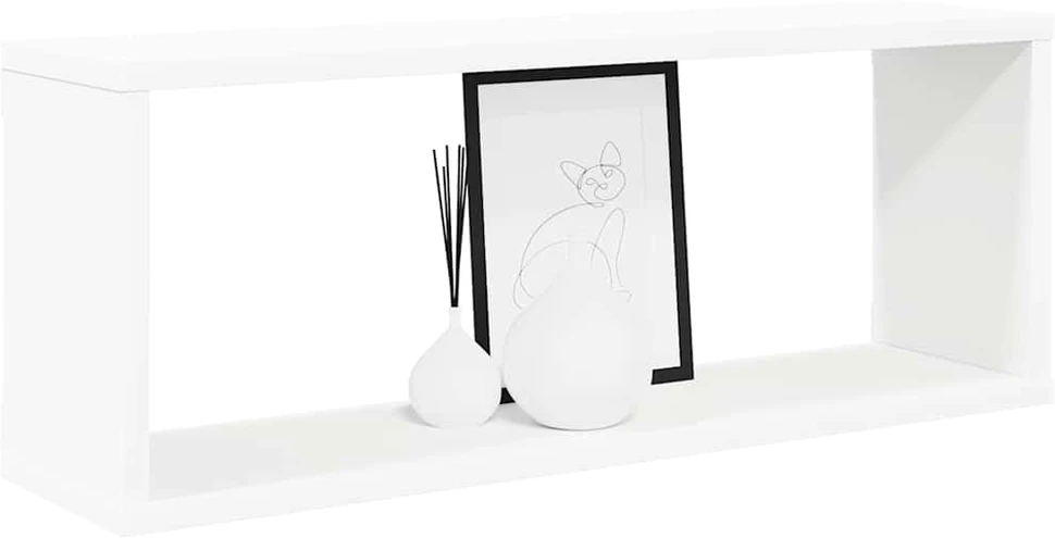 Sieninės lentynos, 6vnt., baltos, 60x15x23cm, apdirbta mediena