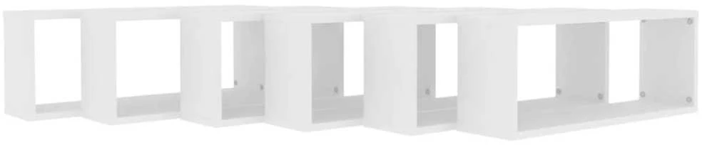 Sieninės lentynos, 6vnt., baltos, 60x15x23cm, apdirbta mediena